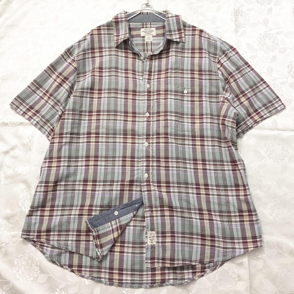 Men's Ralph Lauren Jeans Company Plaid Short Sleeve Button Down Shirt Size 2XL